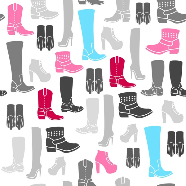 Padrão Sem Costura Com Ícones Planos Sapatos Femininos Padrão Para — Vetor de Stock