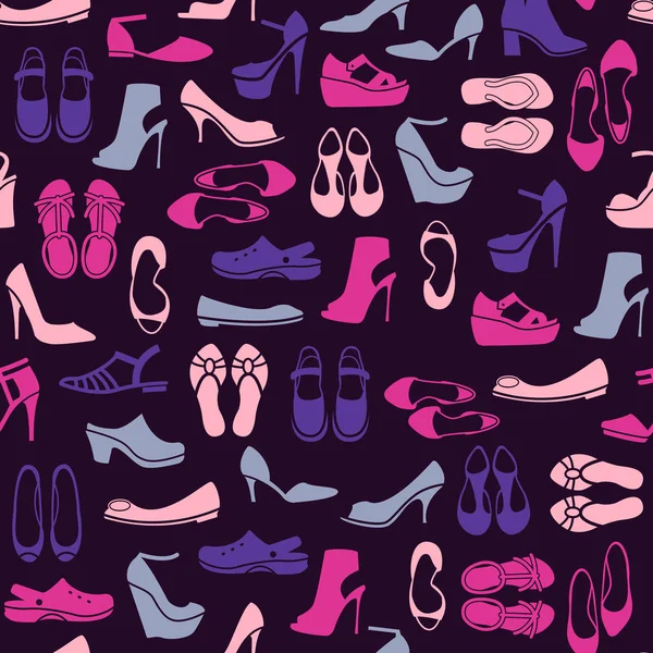 Безшовний Візерунок Різними Видами Взуття — стоковий вектор