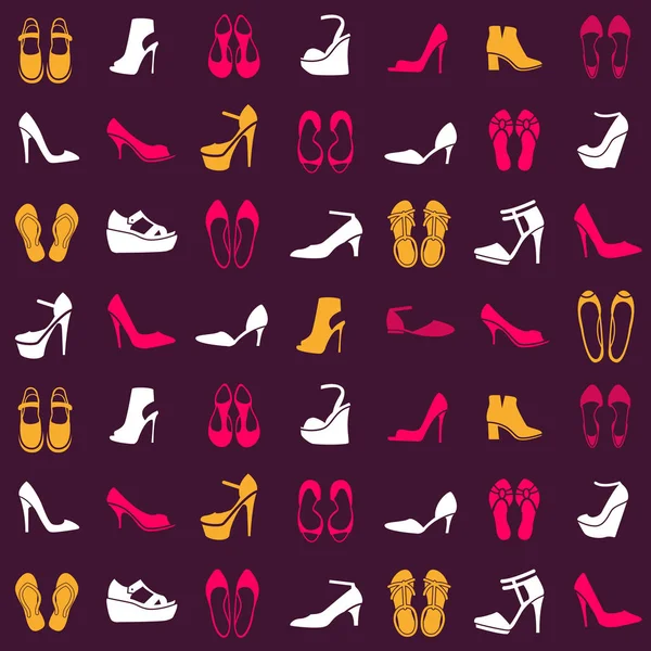 Безшовний Візерунок Різними Видами Взуття — стоковий вектор