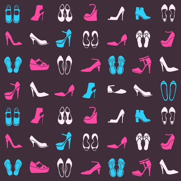 Patrón Sin Costuras Con Multicolor Diferentes Tipos Zapatos — Vector de stock