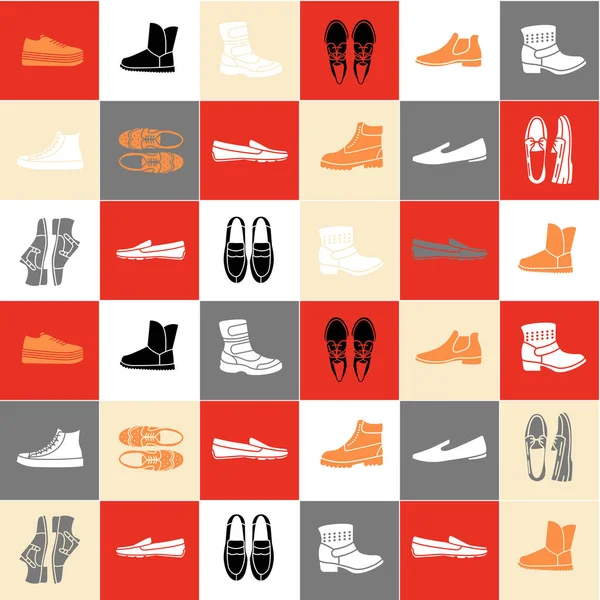Seamless Pattern Flat Icons Mens Shoes — Stock Vector
