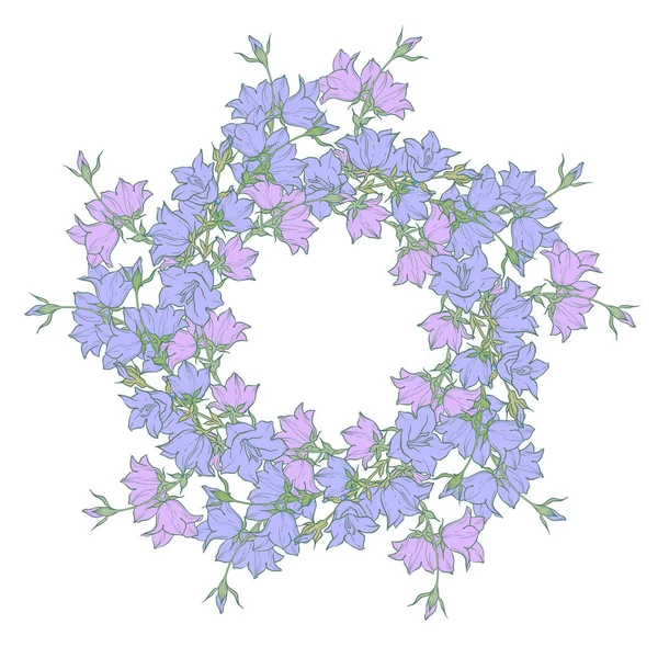 Kreismuster Mit Glockenblumen Rundes Kaleidoskop Von Blumen Und Floralen Elementen — Stockvektor