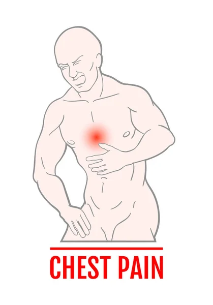 胸口痛苦的医学例证在人 痛苦的攻击 教科书计划 — 图库矢量图片