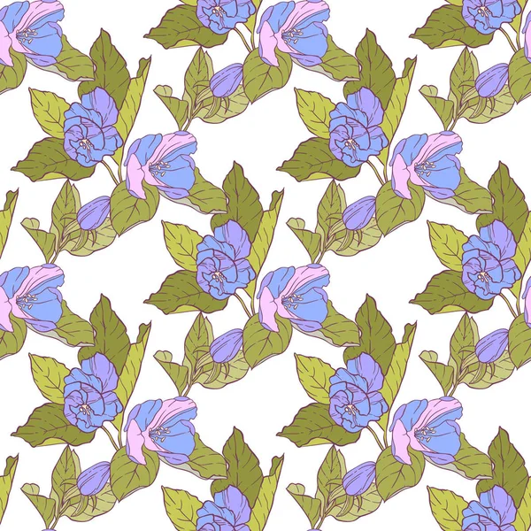 Seamless Pattern Apple Blossom Kaleidoscope Flowers Floral Elements Wreath Design — Stock Vector