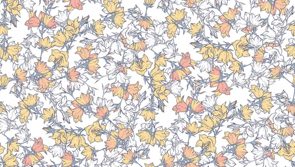 Nahtloses Muster Mit Glockenblumen Blumenschmuck Hintergrund Stockvektor