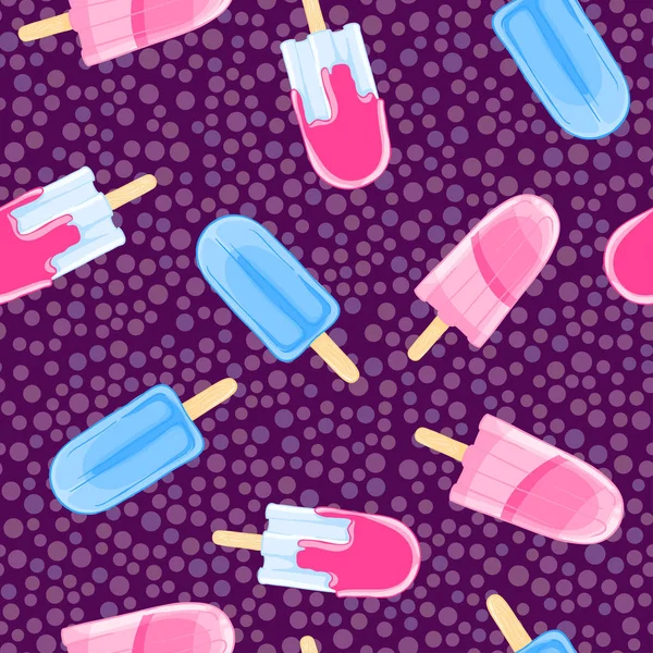 Słodki Wzór Popsicles Stylu Cartoon Tle Polka Dot Lato Tekstura — Wektor stockowy