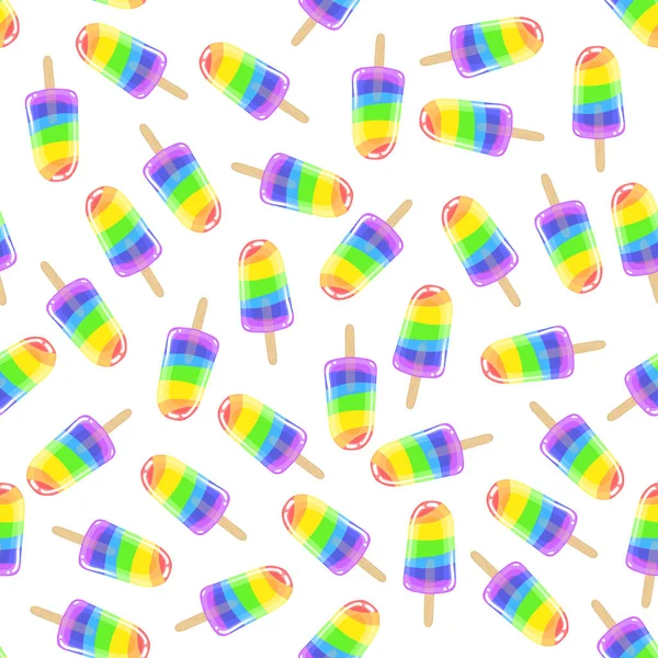 Seamless Sweet Cool Pattern Colorful Choc Rainbow Eskimo Summer Texture — Stock Vector