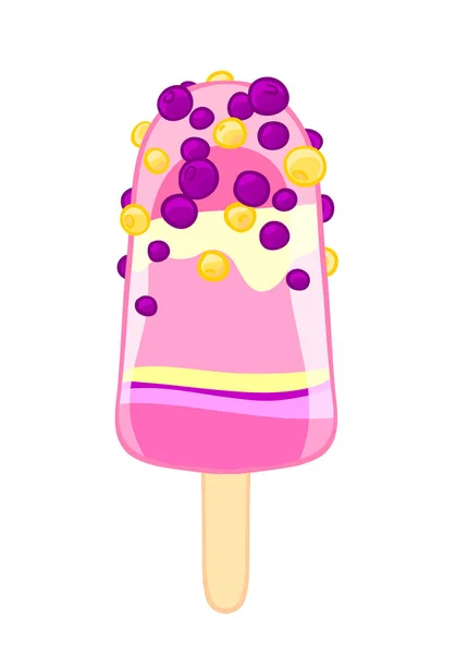 ベリー アイスキャンディーの漫画スケッチ 甘いアイス クリームは 白い背景で隔離 シャツ プリント ステッカー — ストックベクタ