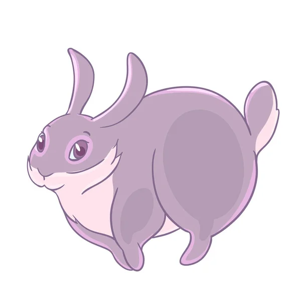 害羞的顽皮的灰色兔子跳跃 在白色背景上隔离的矢量插图 — 图库矢量图片