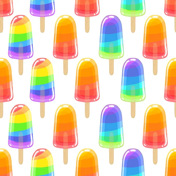 无缝的甜酷图案与五颜六色的巧克力 彩虹爱斯基摩人 纺织品 墙纸的夏季质地 — 图库矢量图片