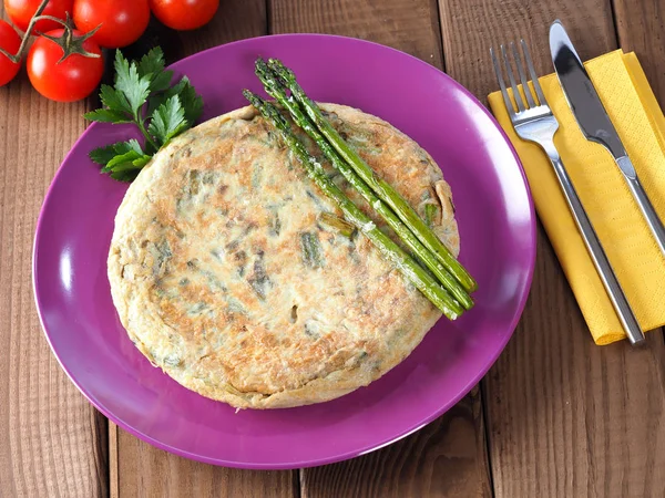 Asparagus Omelette Tortilla Esparragosespargos Vegetal Primavera Muito Apreciado Bom Para — Fotografia de Stock