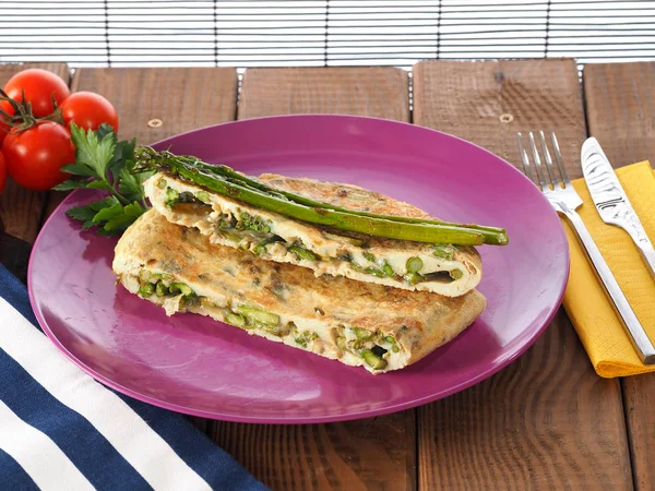 Asparagus Omelette Tortilla Esparragosespargos Vegetal Primavera Muito Apreciado Bom Para — Fotografia de Stock