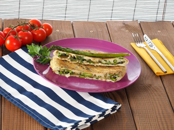 Asparagus Omelette Tortilla Esparragosasparagus Spring Vegetable Very Appreciated Good Healthy — Stock Photo, Image