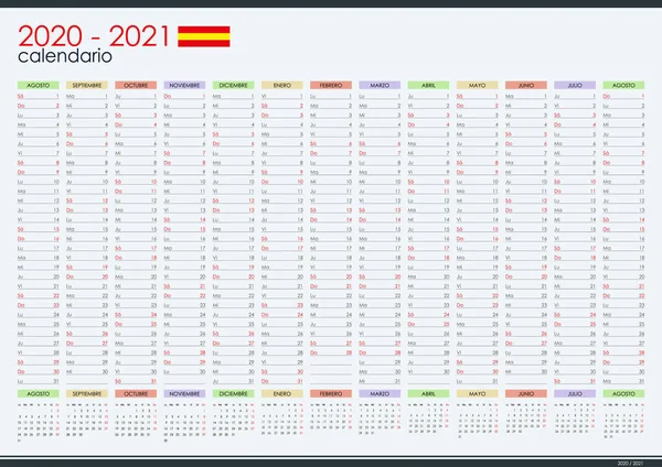 2020 2021 Mid Year Wall Planner Spanish Language Academic Year Royalty Free Stock Illustrations