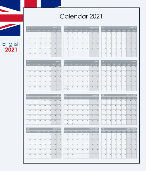 Kalendarz 2021 Planer Ścienny Wolnym Miejscem Notatki Układ Pionowy Szablon — Wektor stockowy