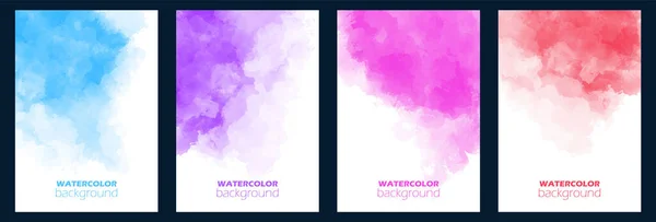 Set Cards Watercolor Background Colorful Collection Poster Flyer Business Card — Stock Vector