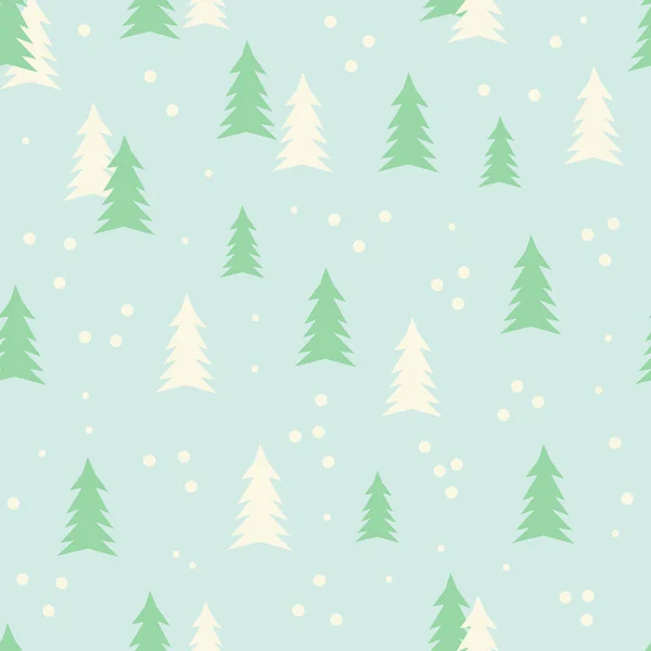 Fundo Inverno Bonito Com Árvores Natal Fundo Verde Hortelã Padrão — Vetor de Stock