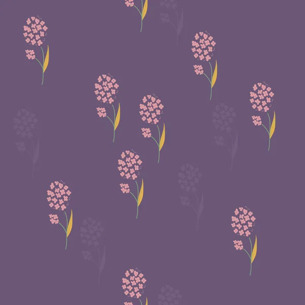Простой Узор Цветочными Элементами Тенями Фиолетовом Фоне Декор Ткань Ткань — стоковый вектор