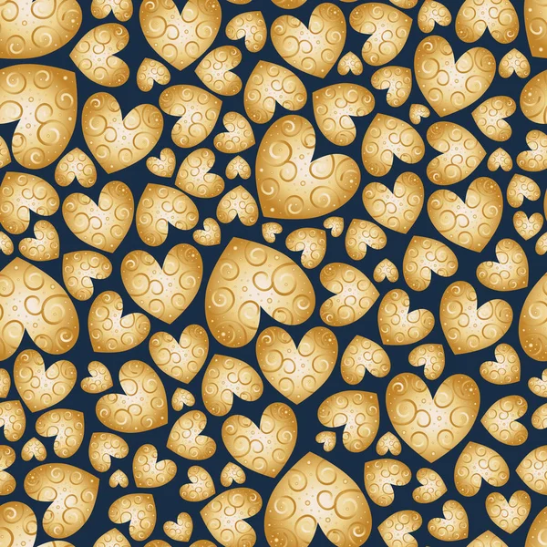 Χρυσές Καρδιές Σκούρο Φόντο Τοποθετημένες Μία Κοντά Στην Άλλη Διάνυσμα — Διανυσματικό Αρχείο