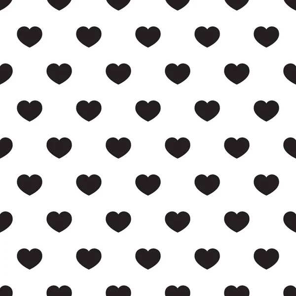 Nahtloses Muster Mit Schwarzen Herzen Auf Weißem Hintergrund Monochromes Endlosmuster — Stockvektor