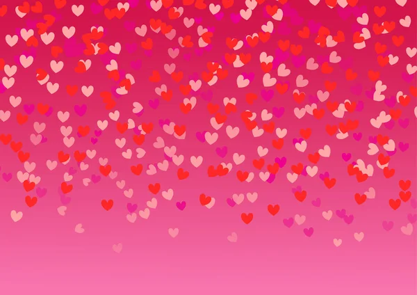 红色粉红背景 心分散 大小各异 带有免费复制空间的框架 可在节假日或卡片 邀请函中使用的向量说明 与爱情元素的飞舞边界 — 图库矢量图片