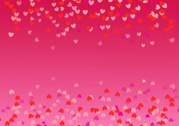Rot Rosa Hintergrund Mit Verstreuten Herzen Verschiedenen Größen Rahmen Mit — Stockvektor