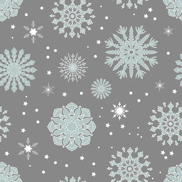 Naadloos Patroon Met Abstracte Sneeuwvlokken Sneeuwwitte Winterachtergrond Vector Illustratie Wintermotieven — Stockvector