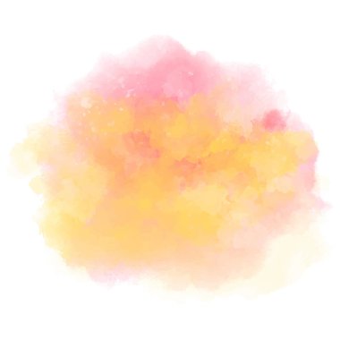 Pembe sarı suluboya arka plan. Soyut akvaryum alevi. Beyaz arka planda vektör renkli sıçrama. Grafik tasarımınız için güzel doku.