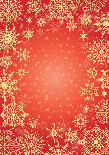 Inverno Rosso Cornice Stilizzata Sfondo Con Fiocchi Neve Stelle Illustrazione — Vettoriale Stock