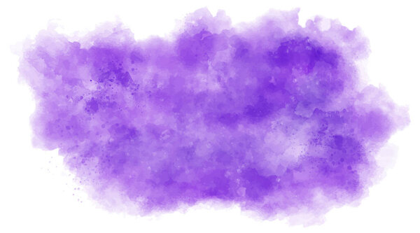 Purple watercolor background. Abstract lavender vector paint splash, isolated on white backdrop. Aquarelle purple texture.