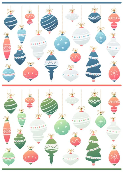 Set Christmas Balls Two Color Variations — Stock Vector