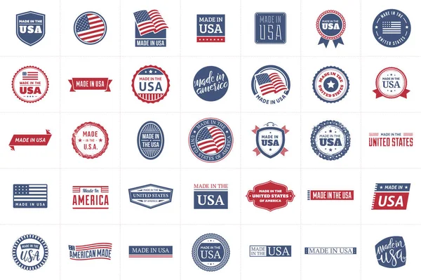 Collection Red Blue Made Usa Labels Vector Format — Stock Vector