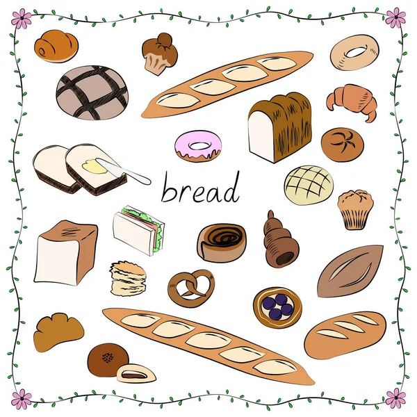 World Bread Icon Set — Stock Vector