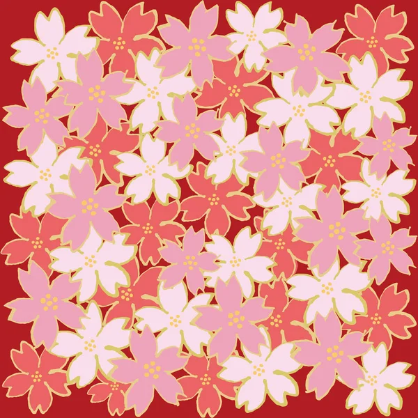 Ilustración Fondo Llena Flores Cerezo — Vector de stock