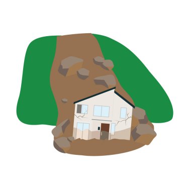 House suffered by landslides clipart