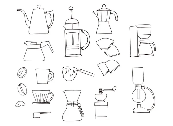 Illustration Der Kaffeeausrüstung — Stockvektor