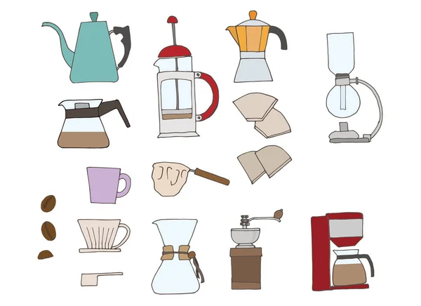 Illustration Der Kaffeeausrüstung — Stockvektor