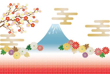 Mt. Fuji ve Kasımpatı ve Japonca Japon tarzı görüntü