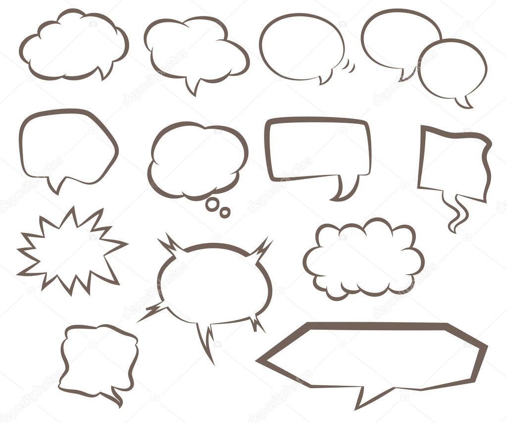 Set of speech bubbles of various shapes