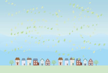 Taze yeşil cityscape çizimi