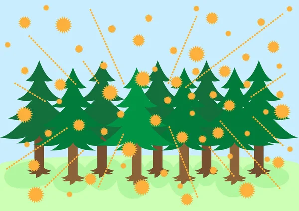 Illustration Cedar Pollen Flight — Stock Vector