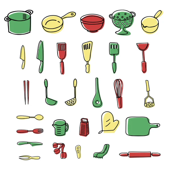Küche Kochgerät Illustrationsset — Stockvektor