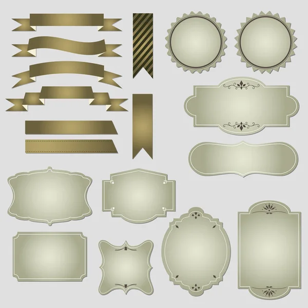 Vintage tarzı etiket ve şerit kümesi