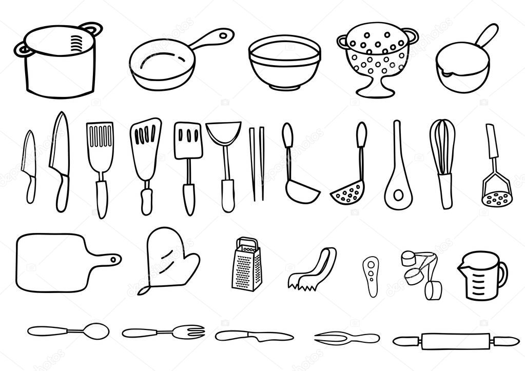 Kitchen cooking appliance illustration set