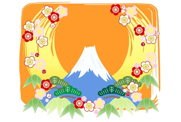 New Year Card Illustration Fuji — Stock Vector