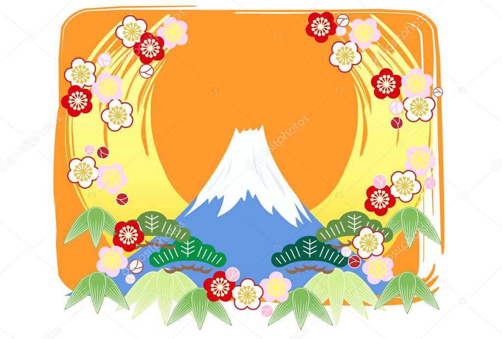 New Year's card illustration of Mt. Fuji