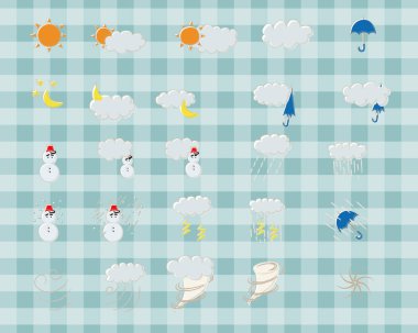 Hava durumu gösteren sevimli simgeler kümesi