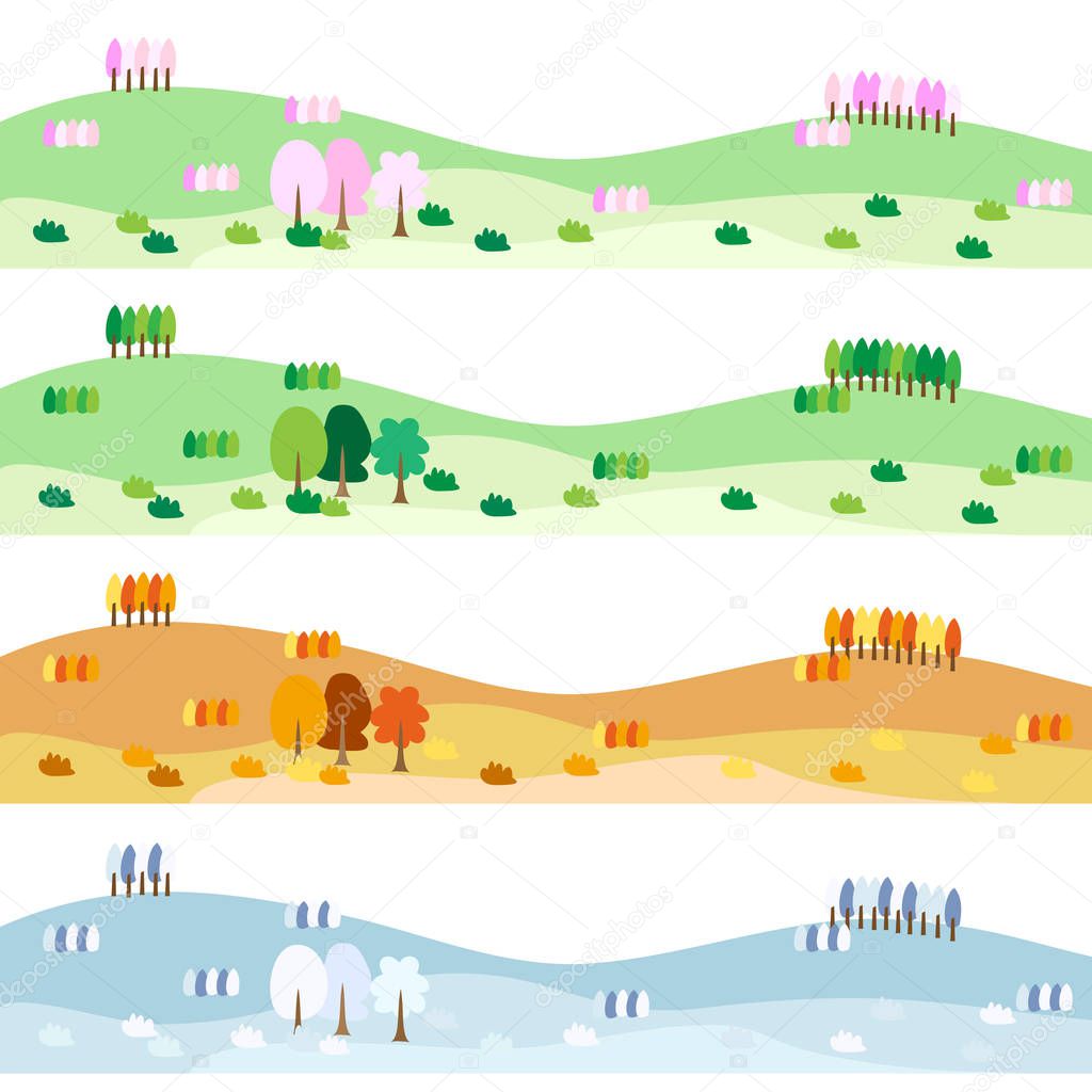 Illustration of the four seasons landscape