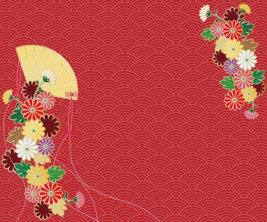 Krizantem, fan ve Japon patt katlanır arka plan görüntüsü