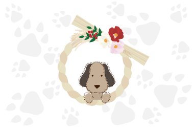 Dog looking down at New Year's decoration clipart